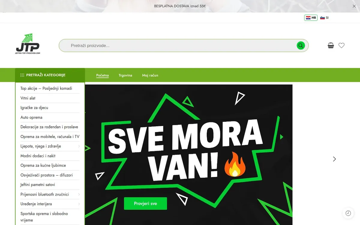 Naslovna stranica webshopa jeftini-top-proizvodi.com